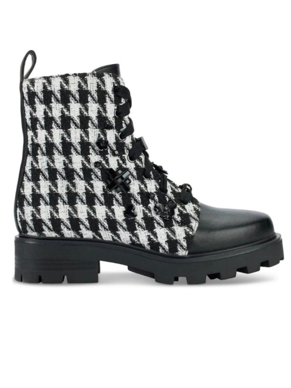 Karl Lagerfeld Paris Makenzie Combat Booties Black White Size 7 NWT - Picture 4 of 4